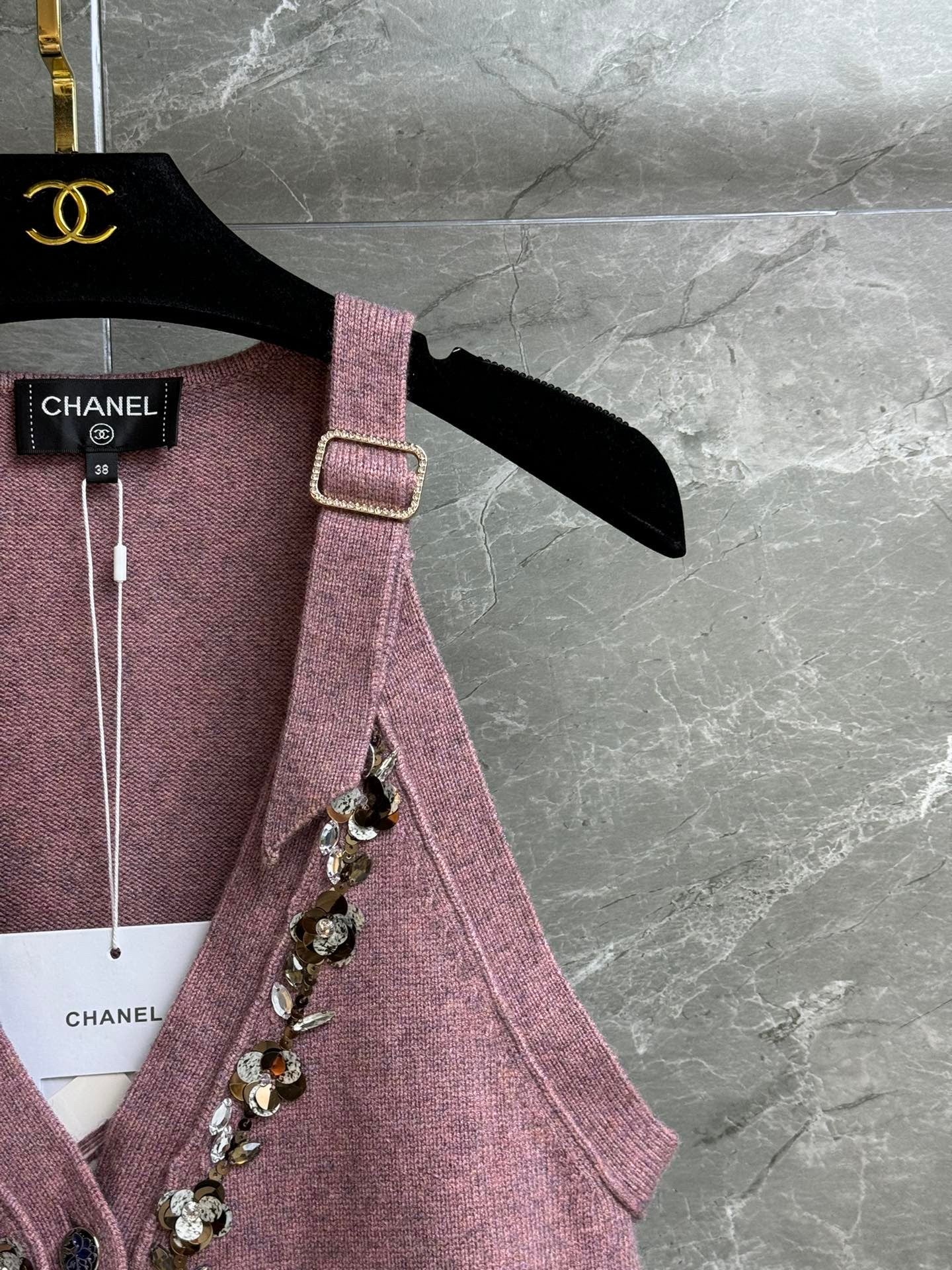 sequin-trimmed vest