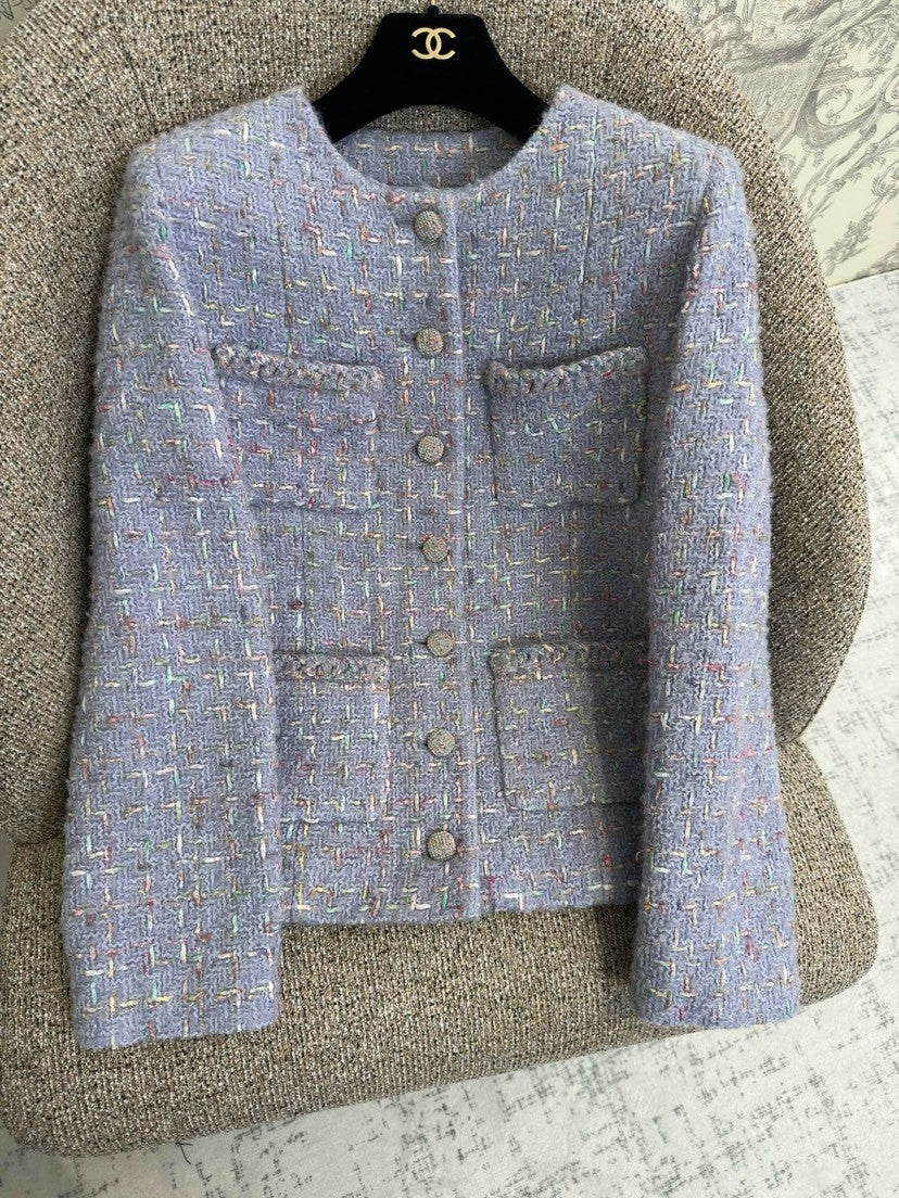 Light luxury lady temperament Chanel style tweed jacket