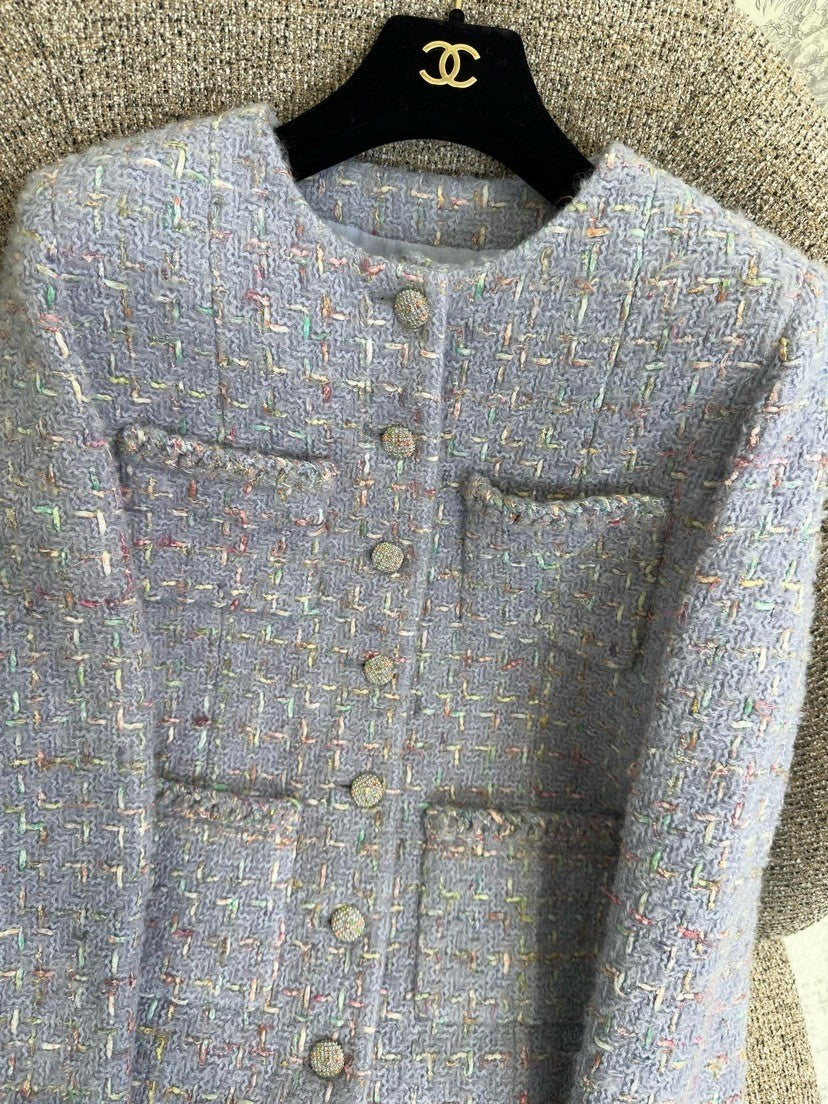 Light luxury lady temperament Chanel style tweed jacket