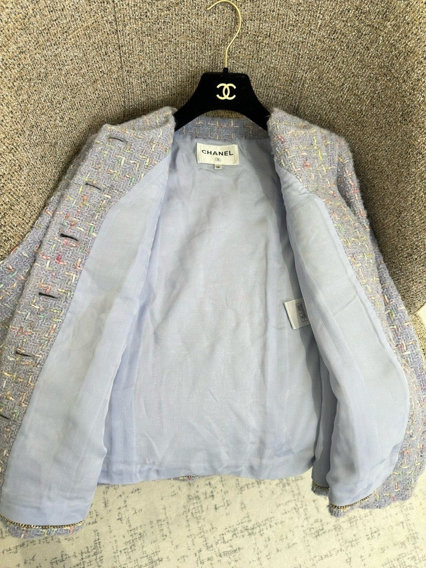 Light luxury lady temperament Chanel style tweed jacket