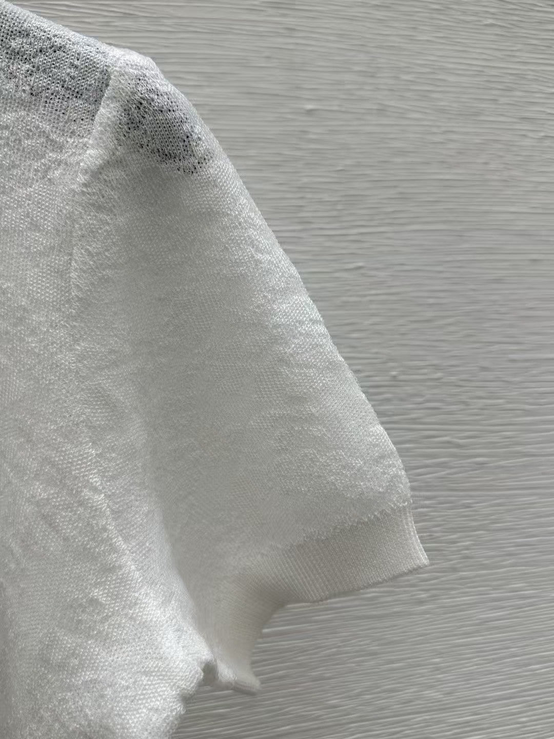 Solid color round neck hollow knitted short sleeves