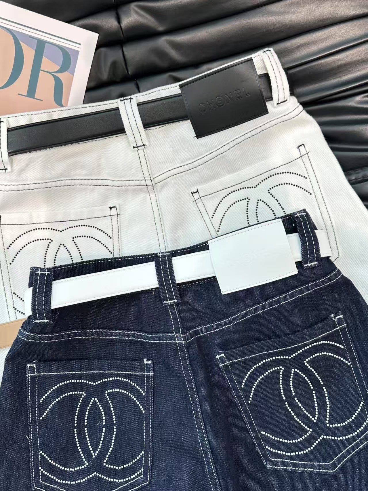 Heavy rhinestone denim shorts