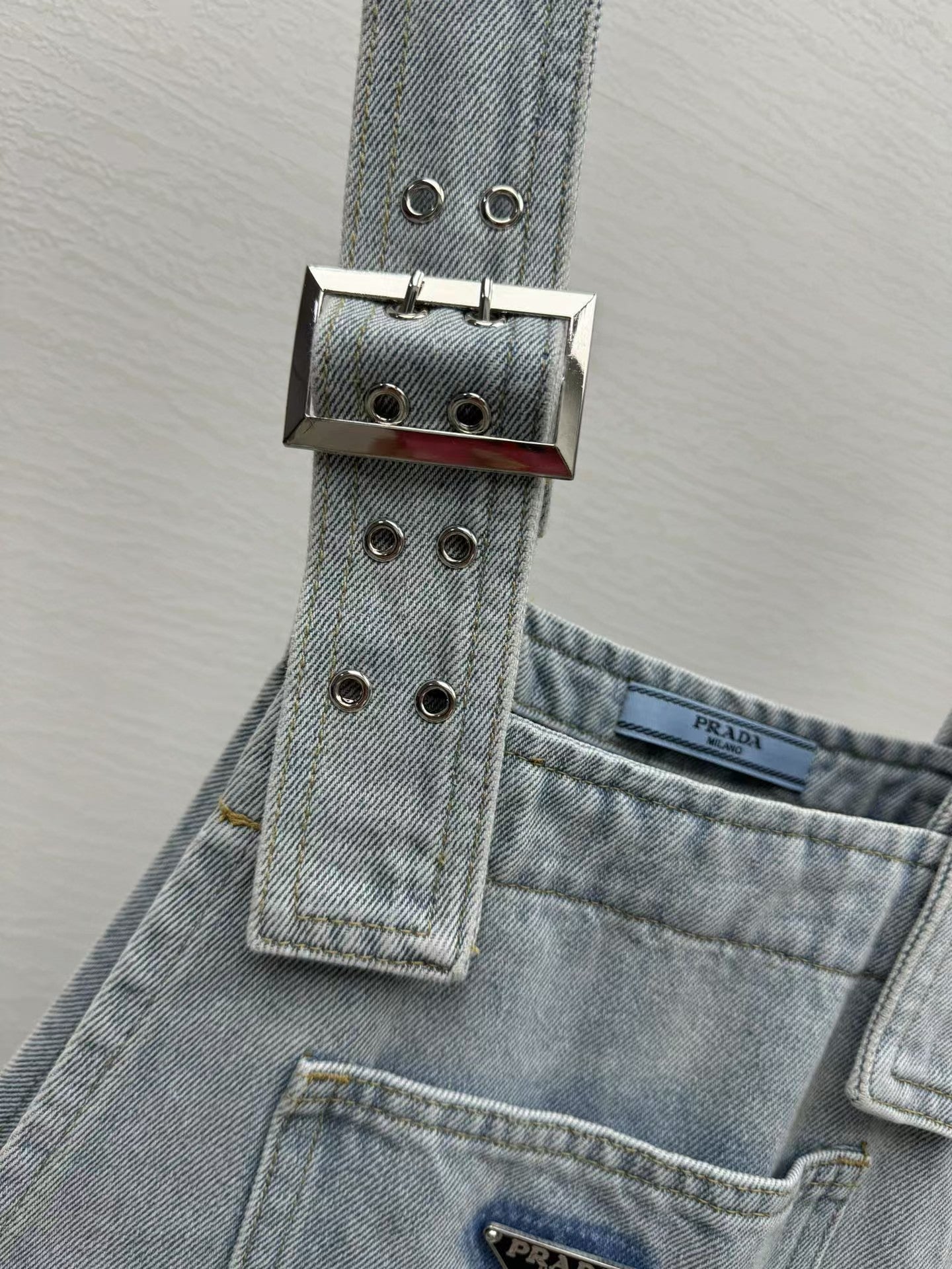 25ss blue denim loose overalls