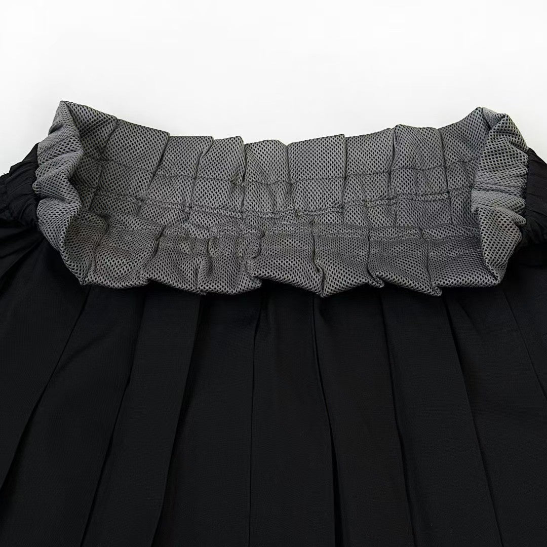 25ss mesh pleated maxi skirt