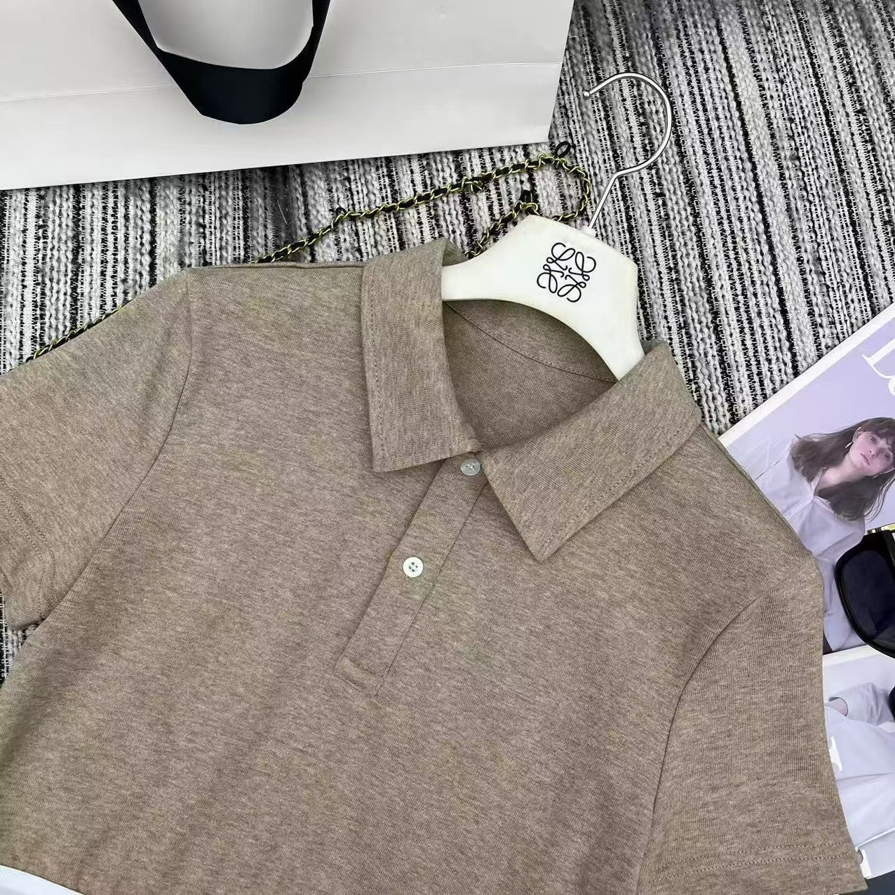 25 Early Spring Splicing Letter Ribbon Lapel Short Sleeve Suit