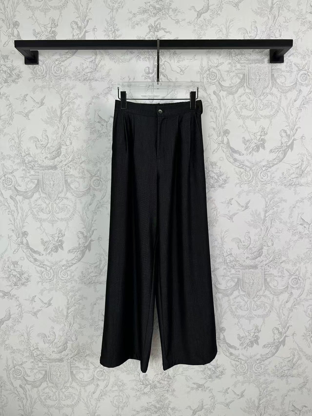 25 Early Spring Silk Denim Bandage + Elastic Waist Wide Leg Pants Set