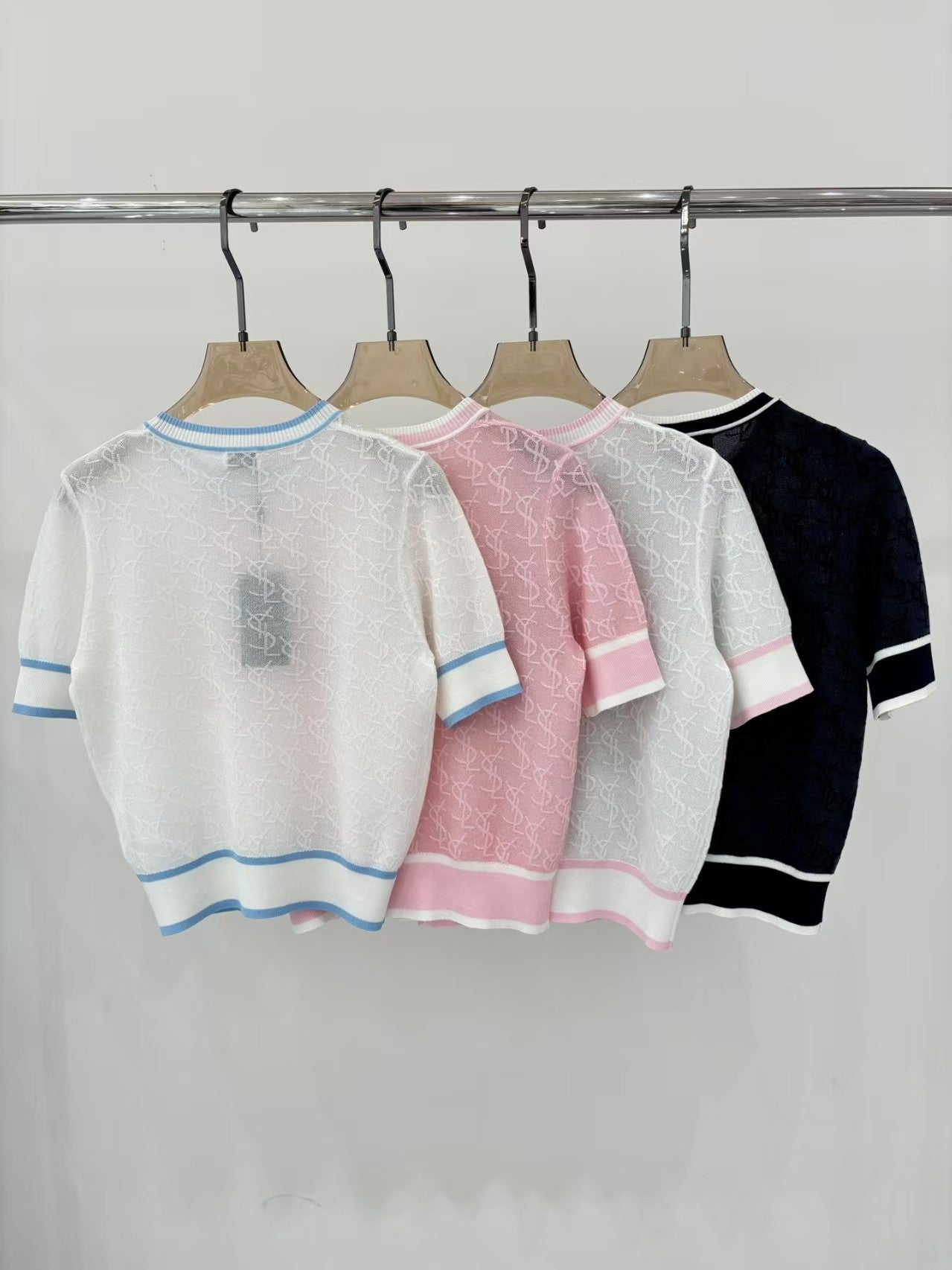 25 letter logo jacquard full print knitted T-shirt