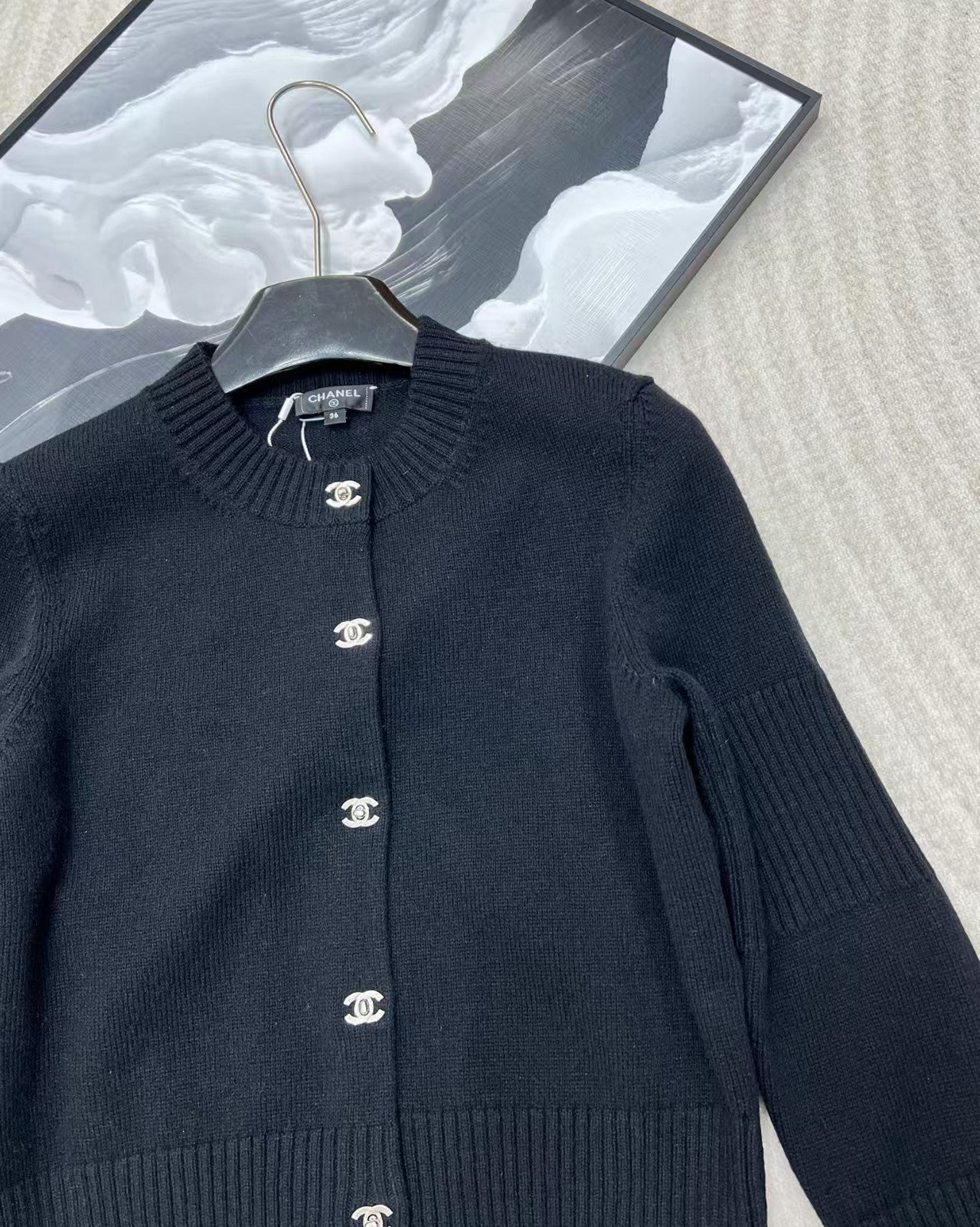 Simple solid color cashmere cardigan