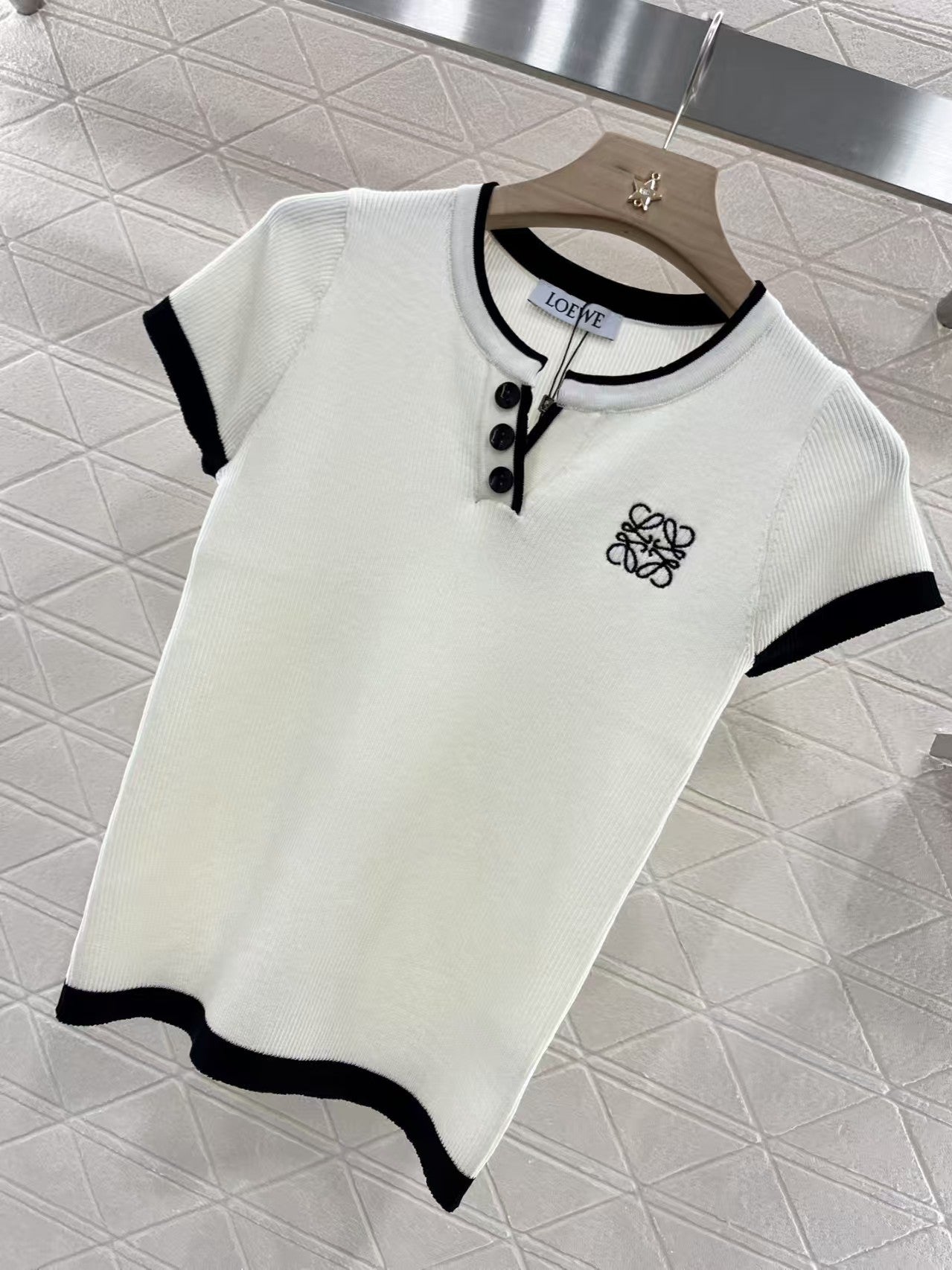 Contrast knitted short sleeves