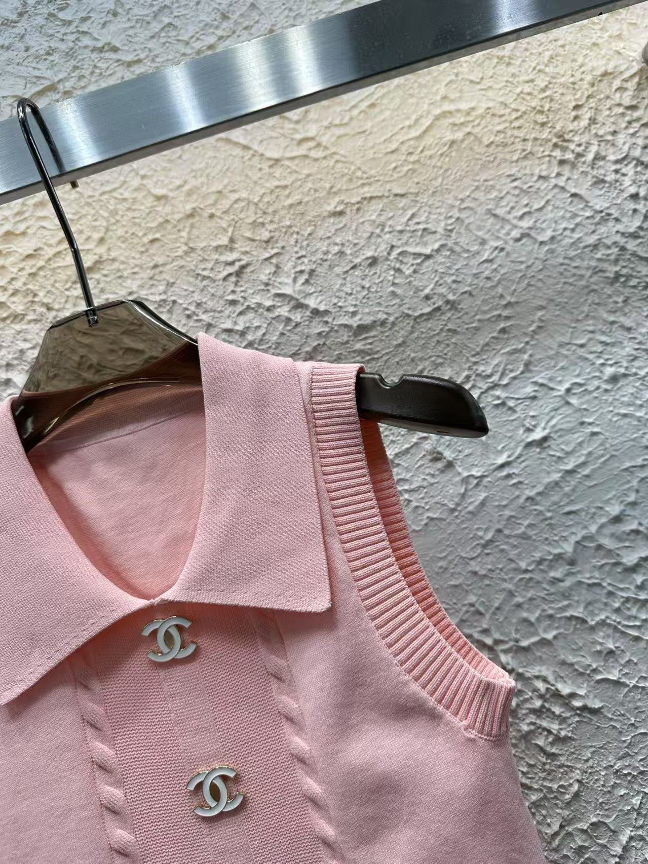 New Double C Decorated Curved Beaded Vest