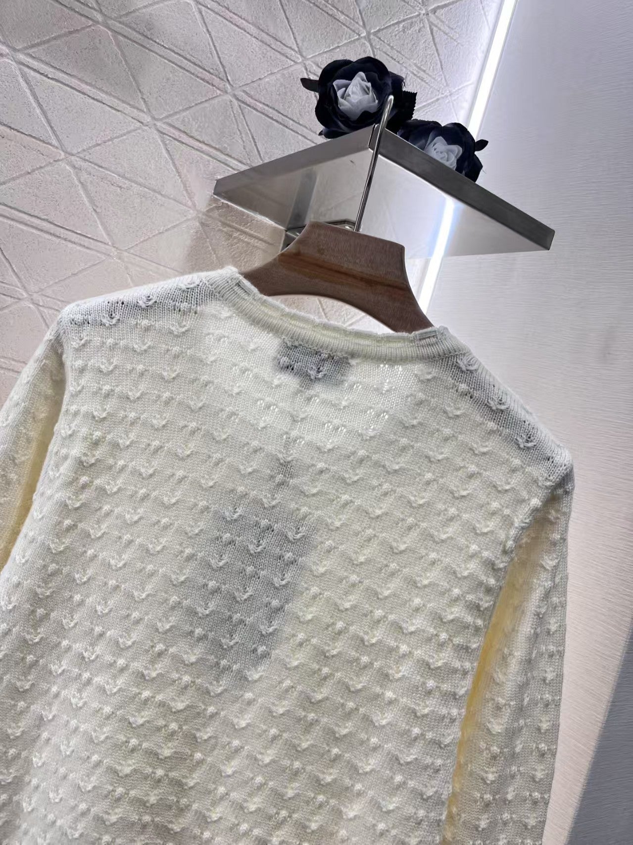 Cable crew neck cardigan