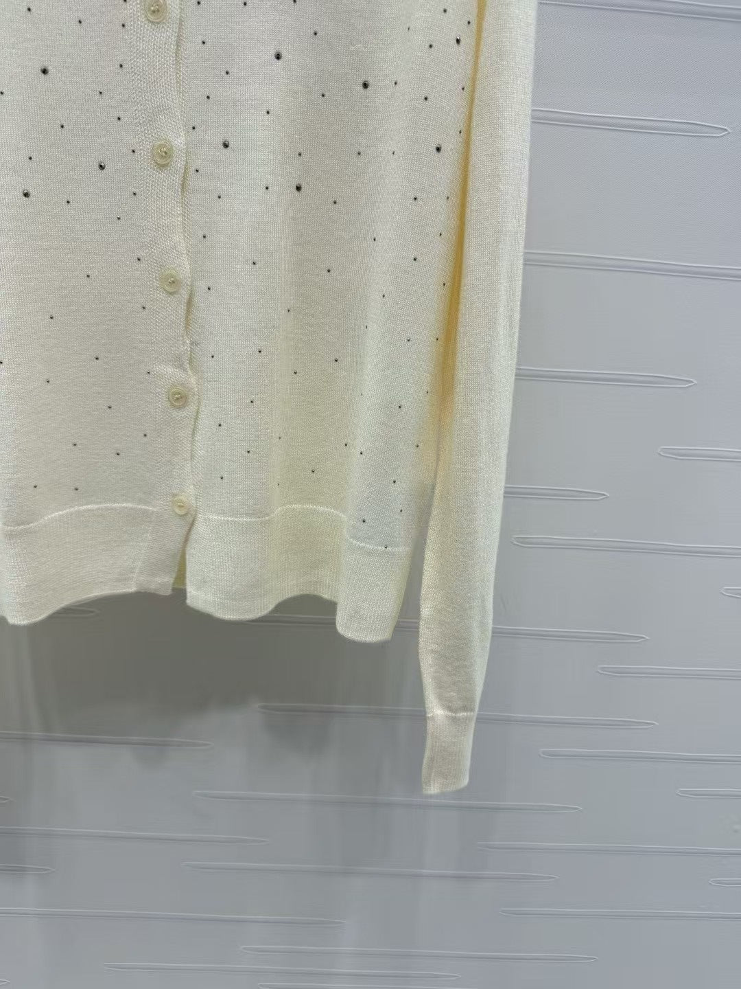 Rhinestone crew neck knitted cardigan