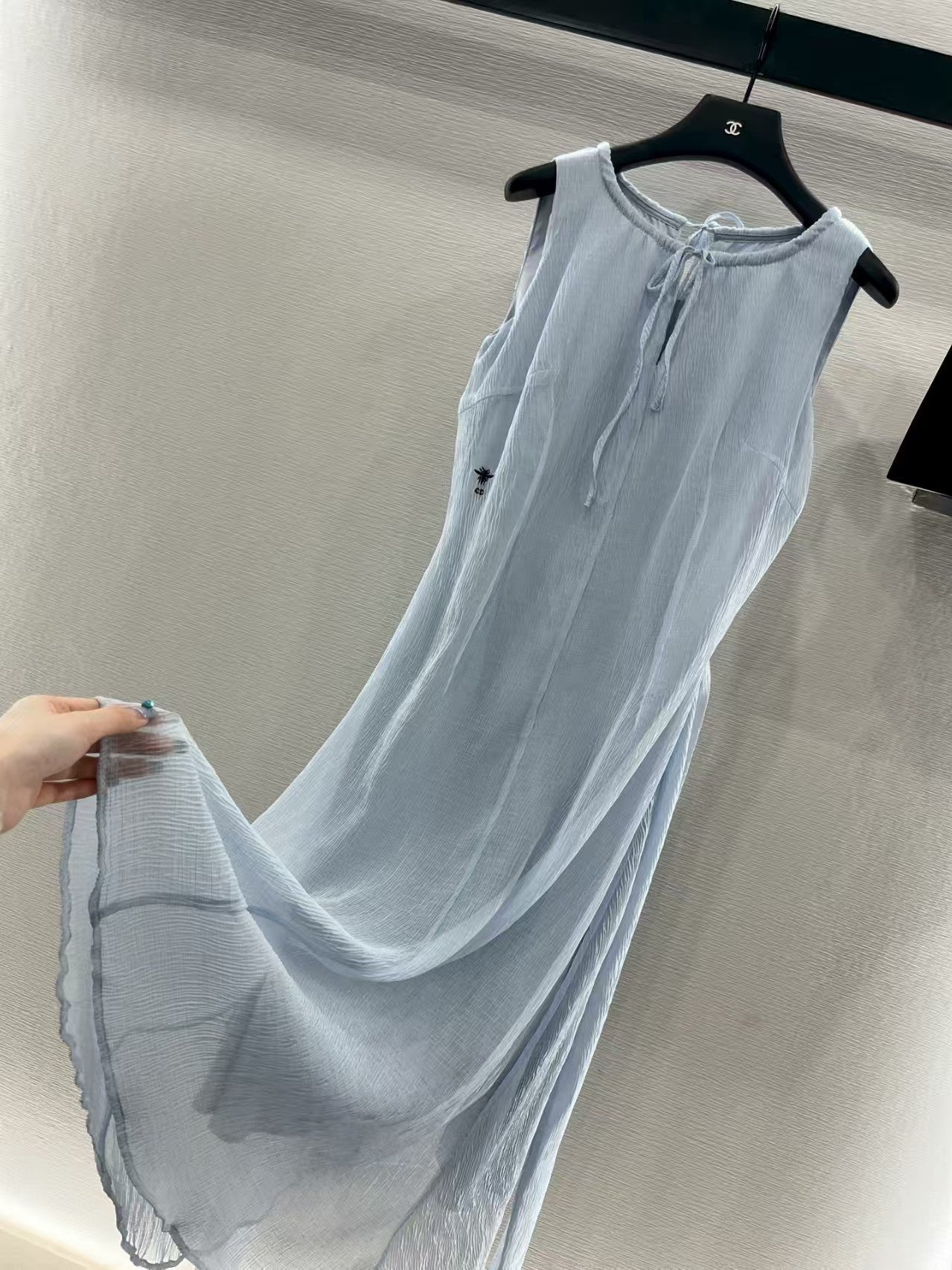 Round neck belt vest dress