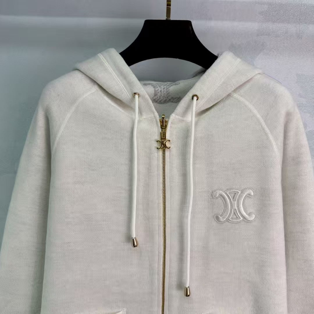 Reversible hooded cardigan jacket