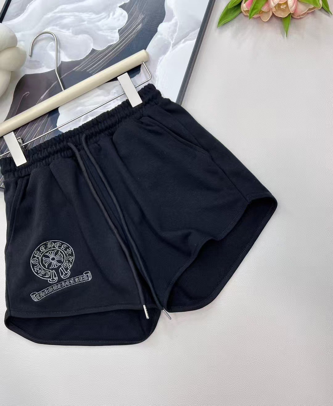 New Embroidered Logo Drawstring Shorts