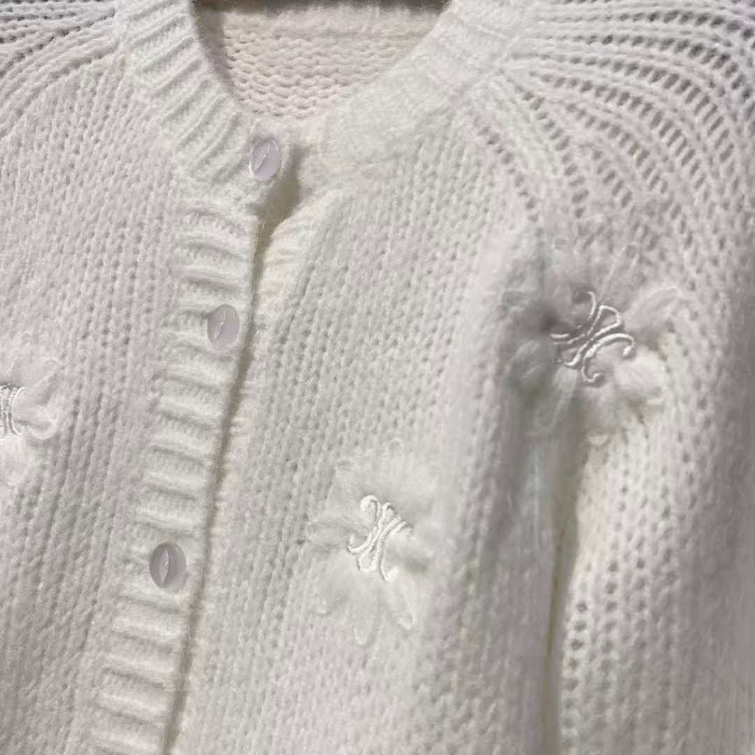 New crochet crew neck cardigan