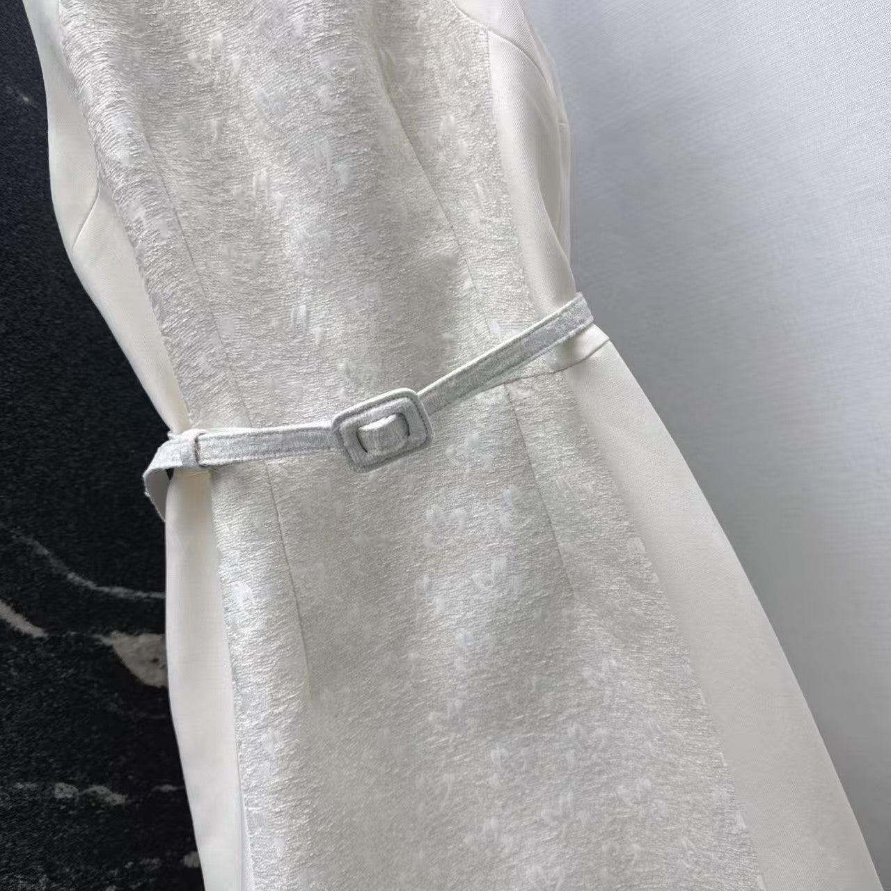 26. Embossed Jacquard Belted Dress