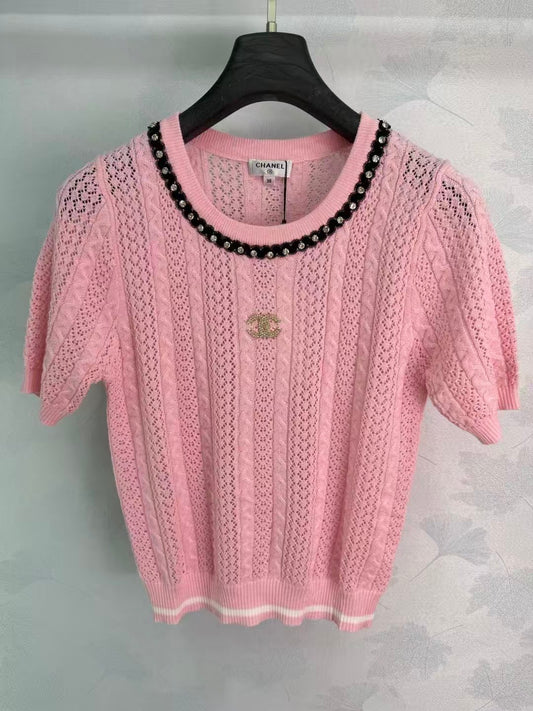 26SS New Arrival: Open-Knit Crewneck T-Shirt