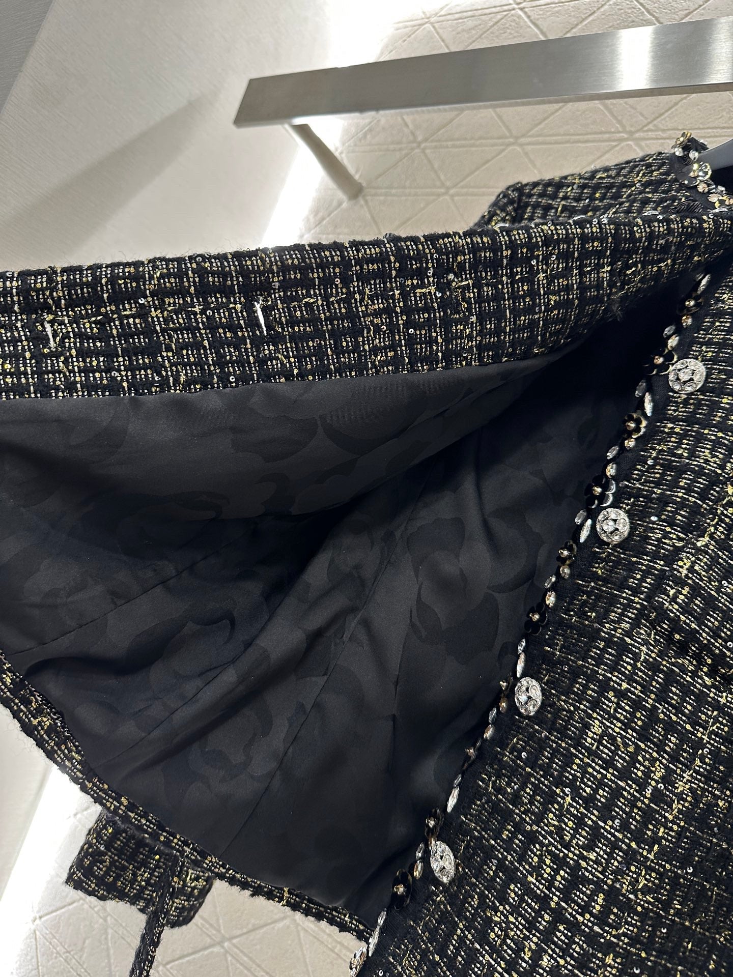 Round neck dress with beaded edges and outer jacket