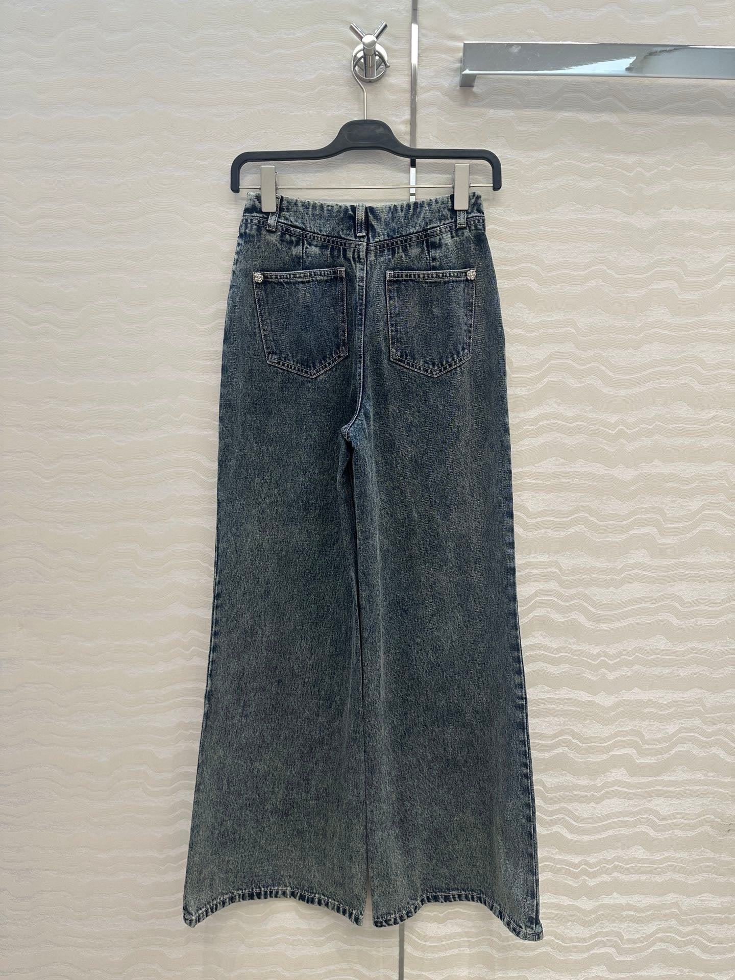 Colorful printed spliced wide leg straight leg jeans