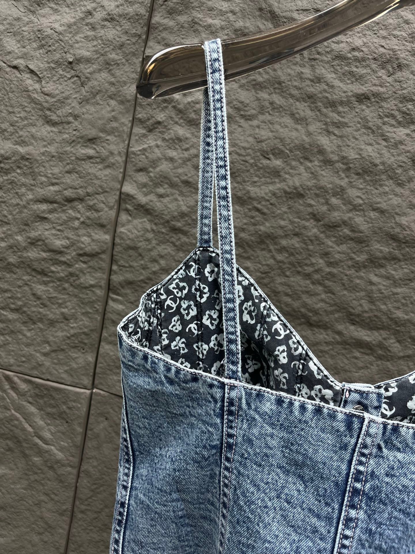 Corset style denim camisole vest