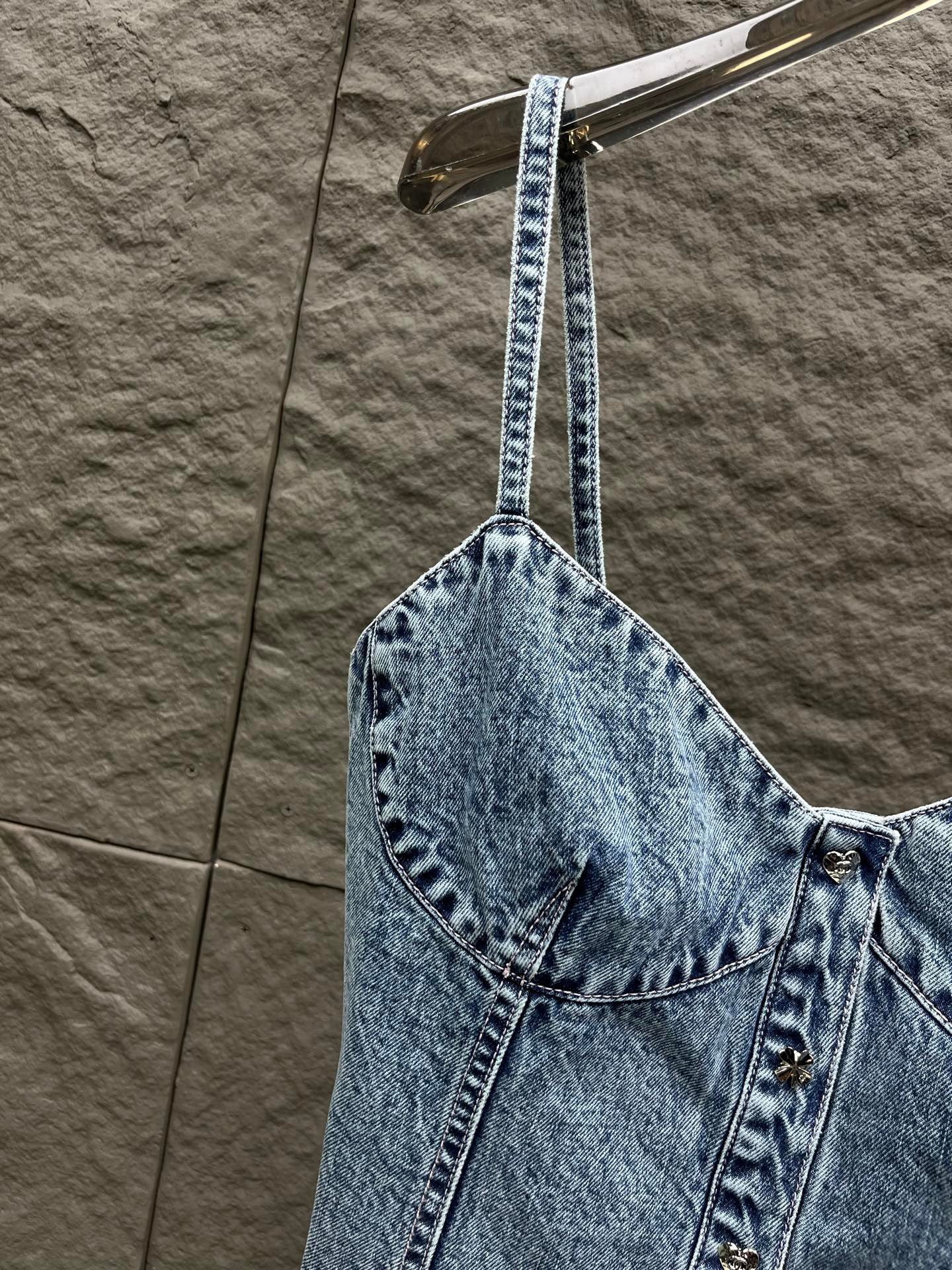 Corset style denim camisole vest