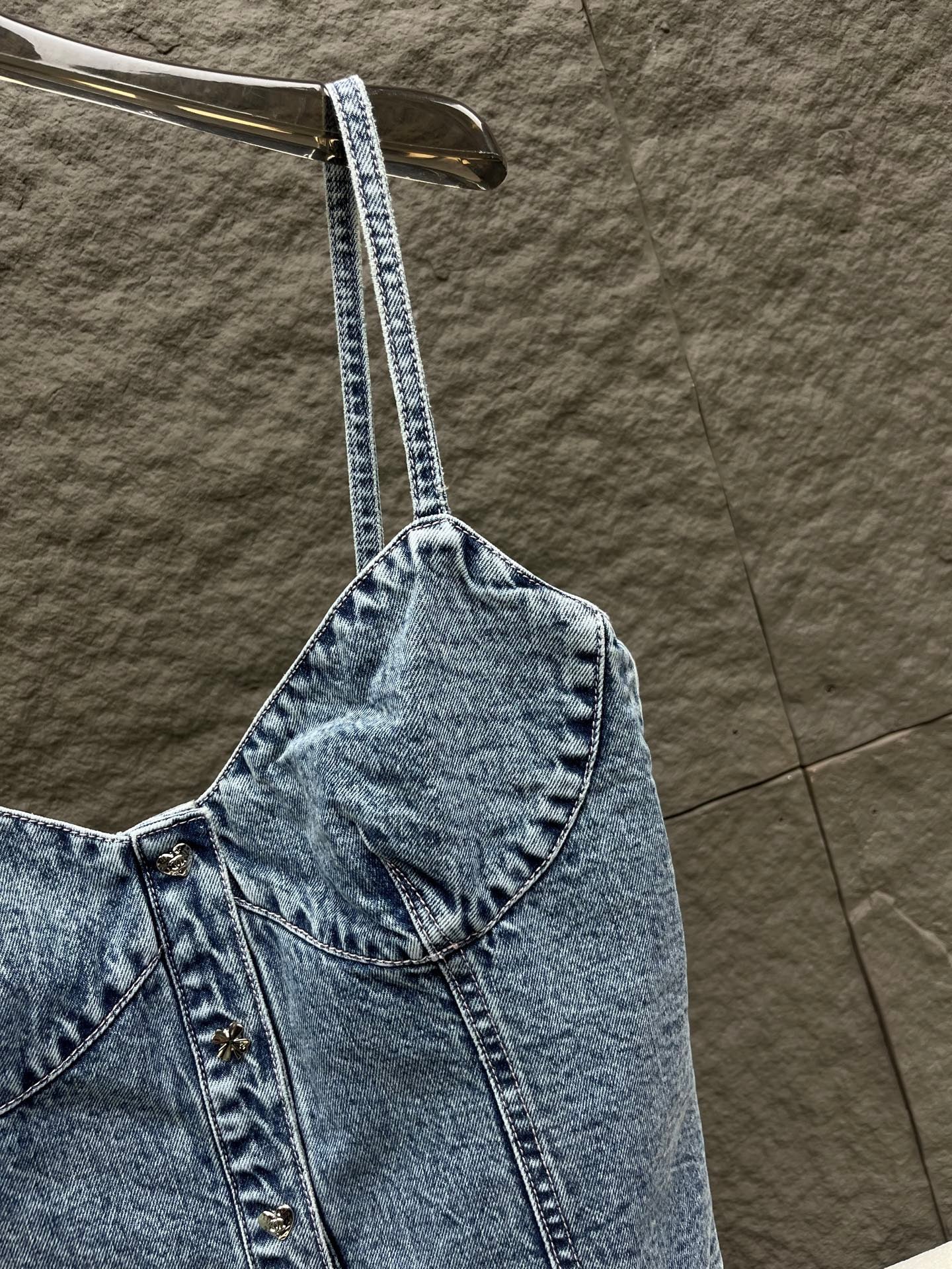 Corset style denim camisole vest