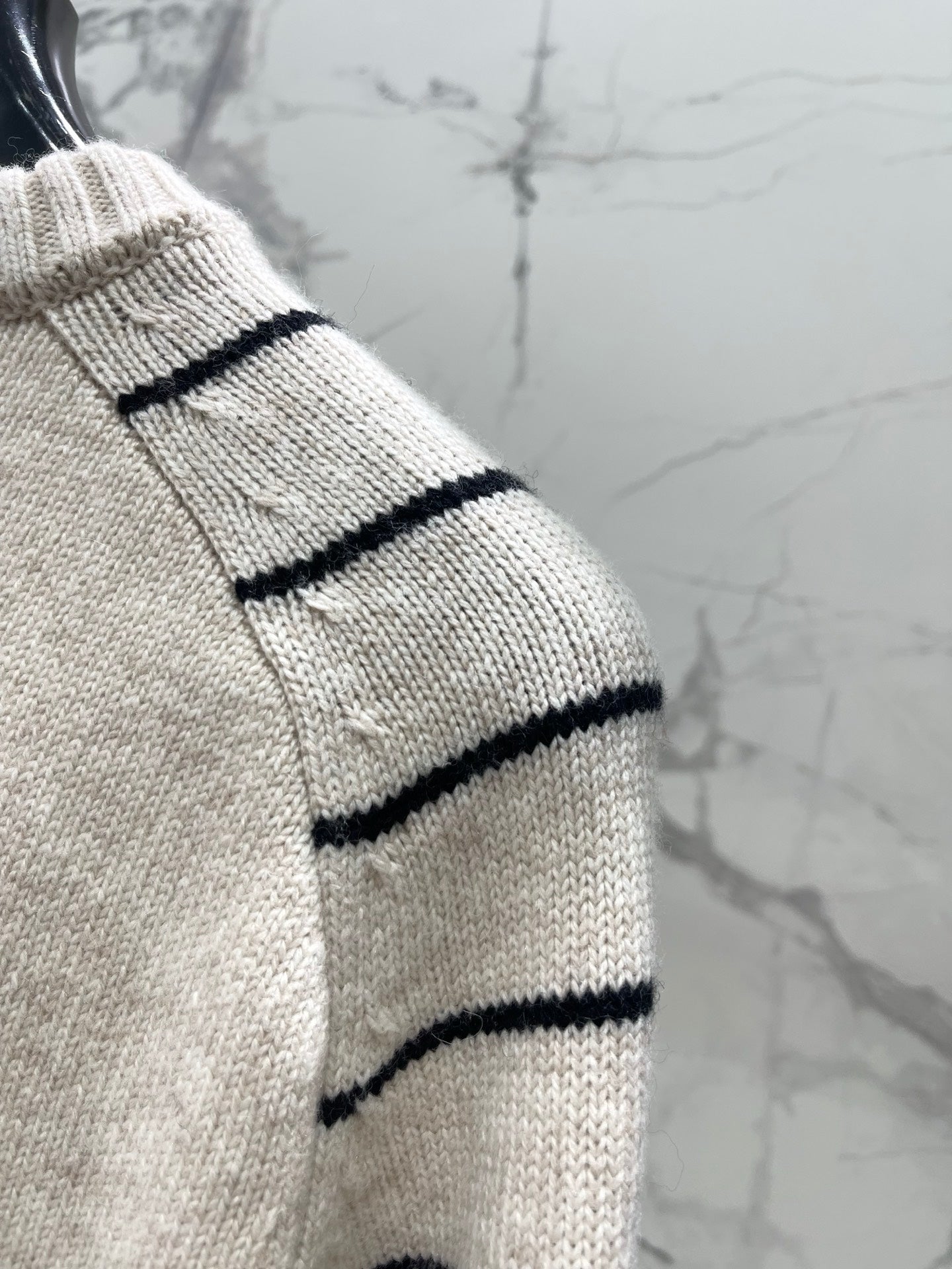 Striped wool crew neck sweater