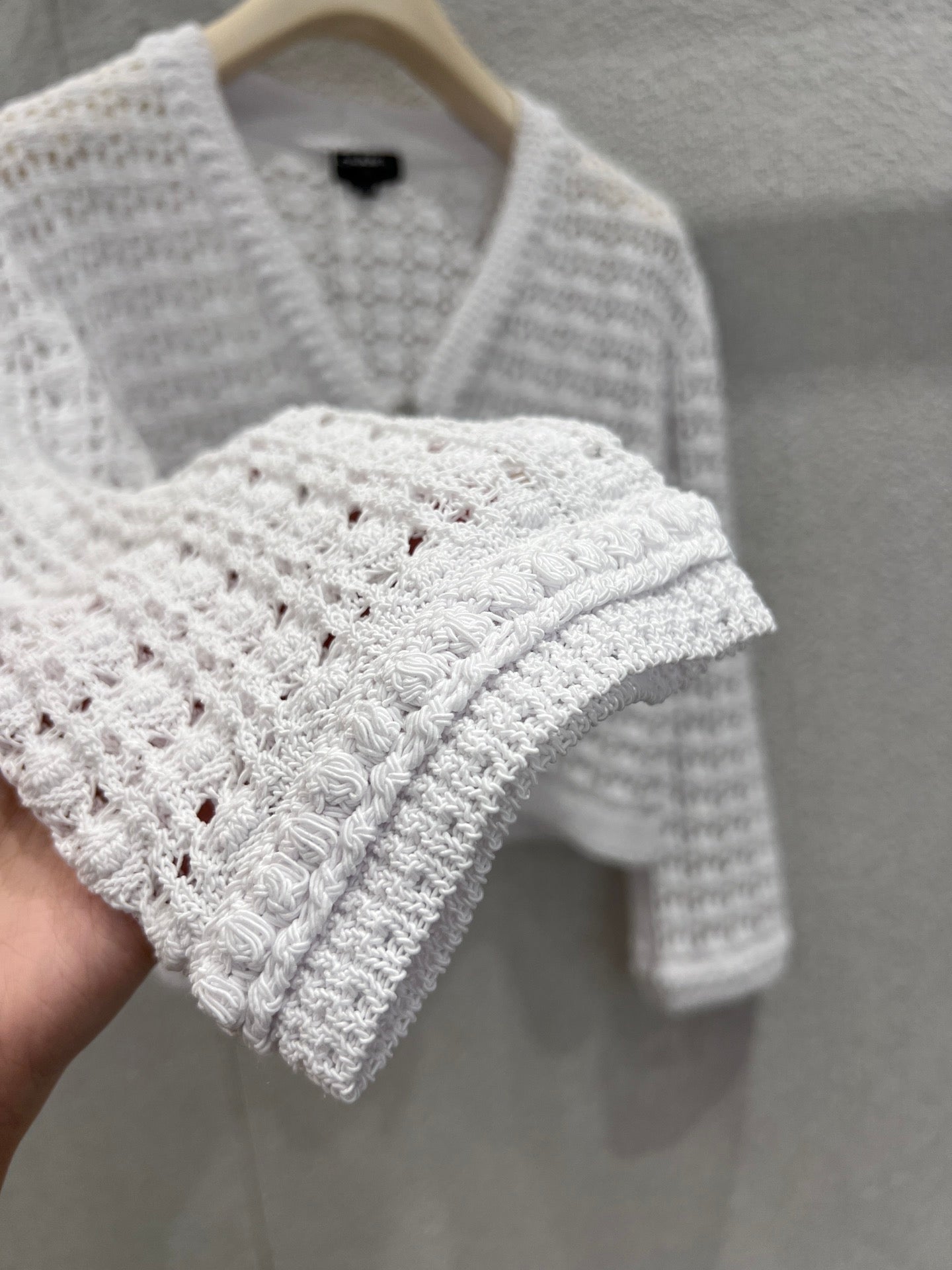 Openwork crochet knit cardigan