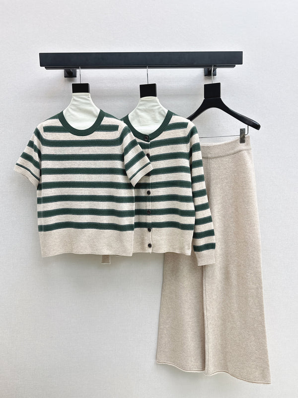 Striped Knitted Three Piece Set