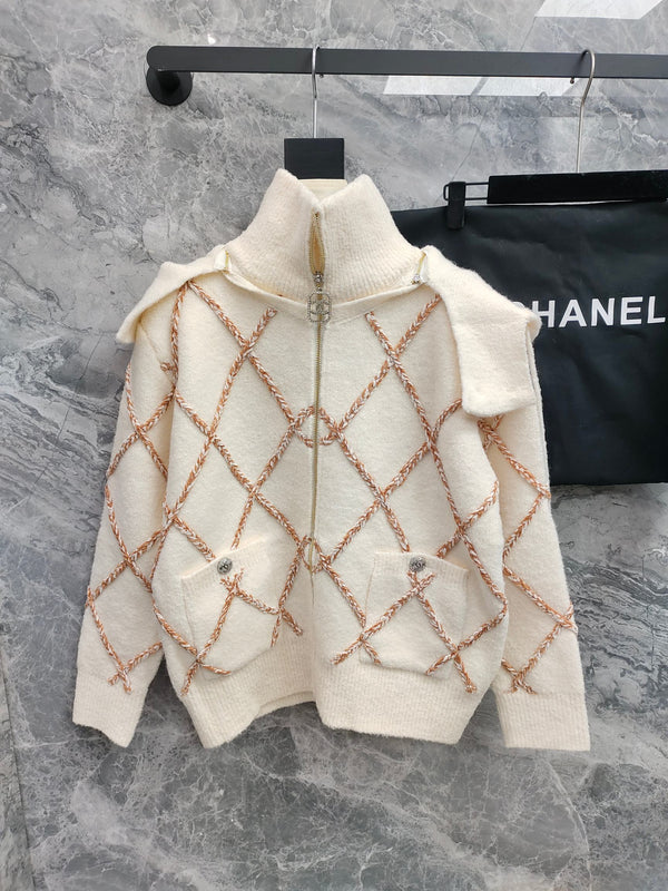 Ski series diamond hooded cardigan