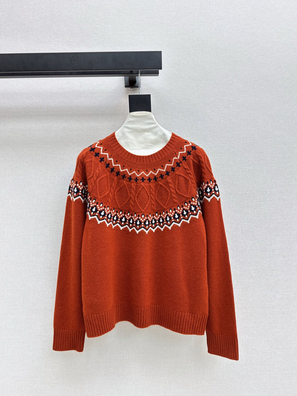 25Ss Latest Fer Island Round Neck Sweater Red