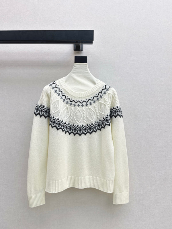 25Ss Latest Fer Island Round Neck Sweater White