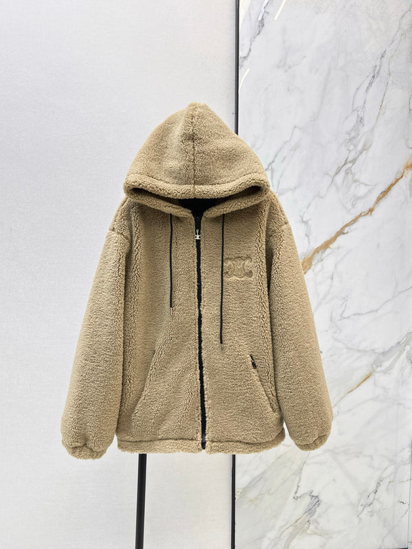 25Ss new hooded plush jacket