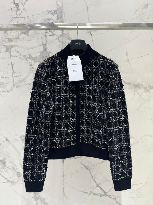 25 new black diamond patterned stand up collar jacket