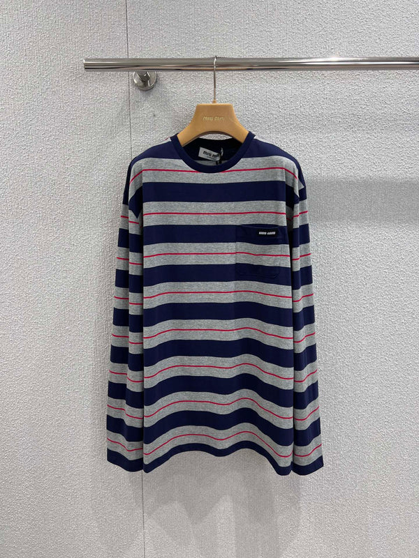 25Fw early autumn new striped loose top