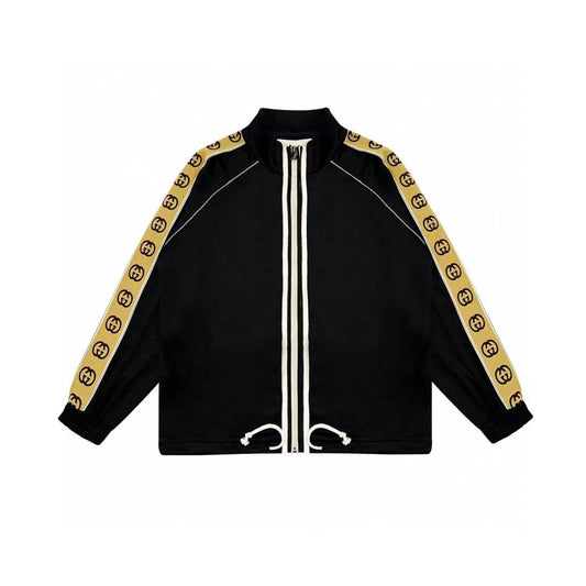 Reflective epaulette logo zipper jacket
