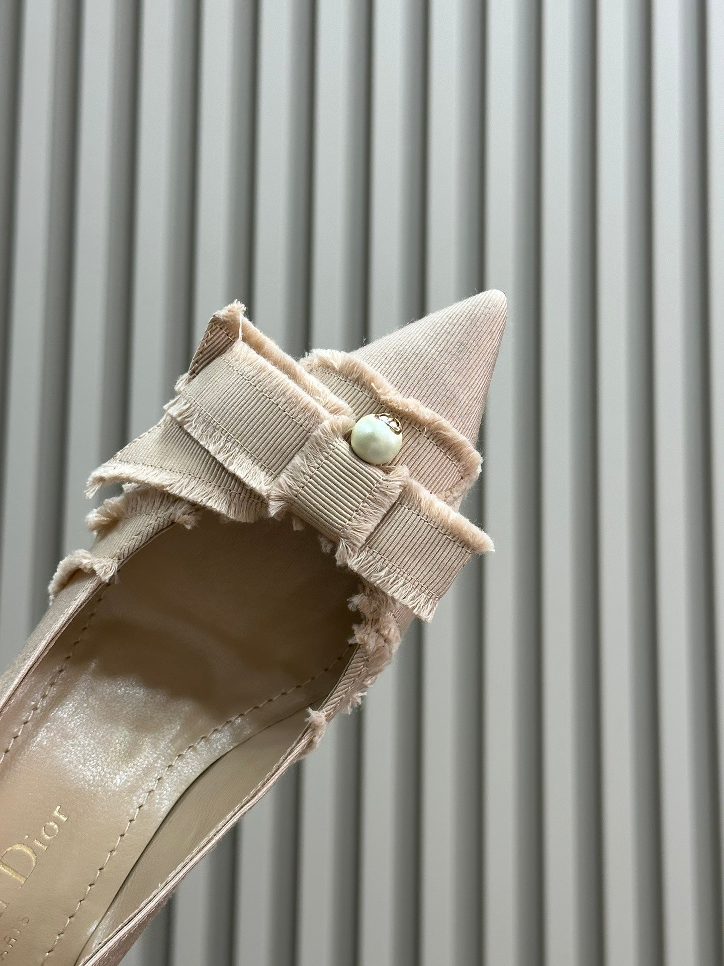 🎀 pearl cat heel small shoes