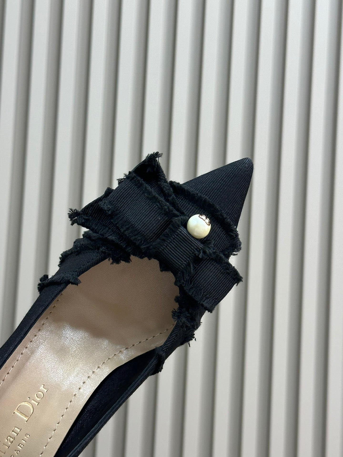 🎀 pearl cat heel small shoes