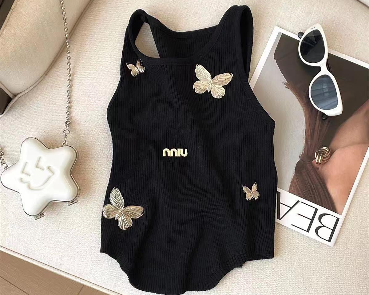New beaded butterfly letter vest