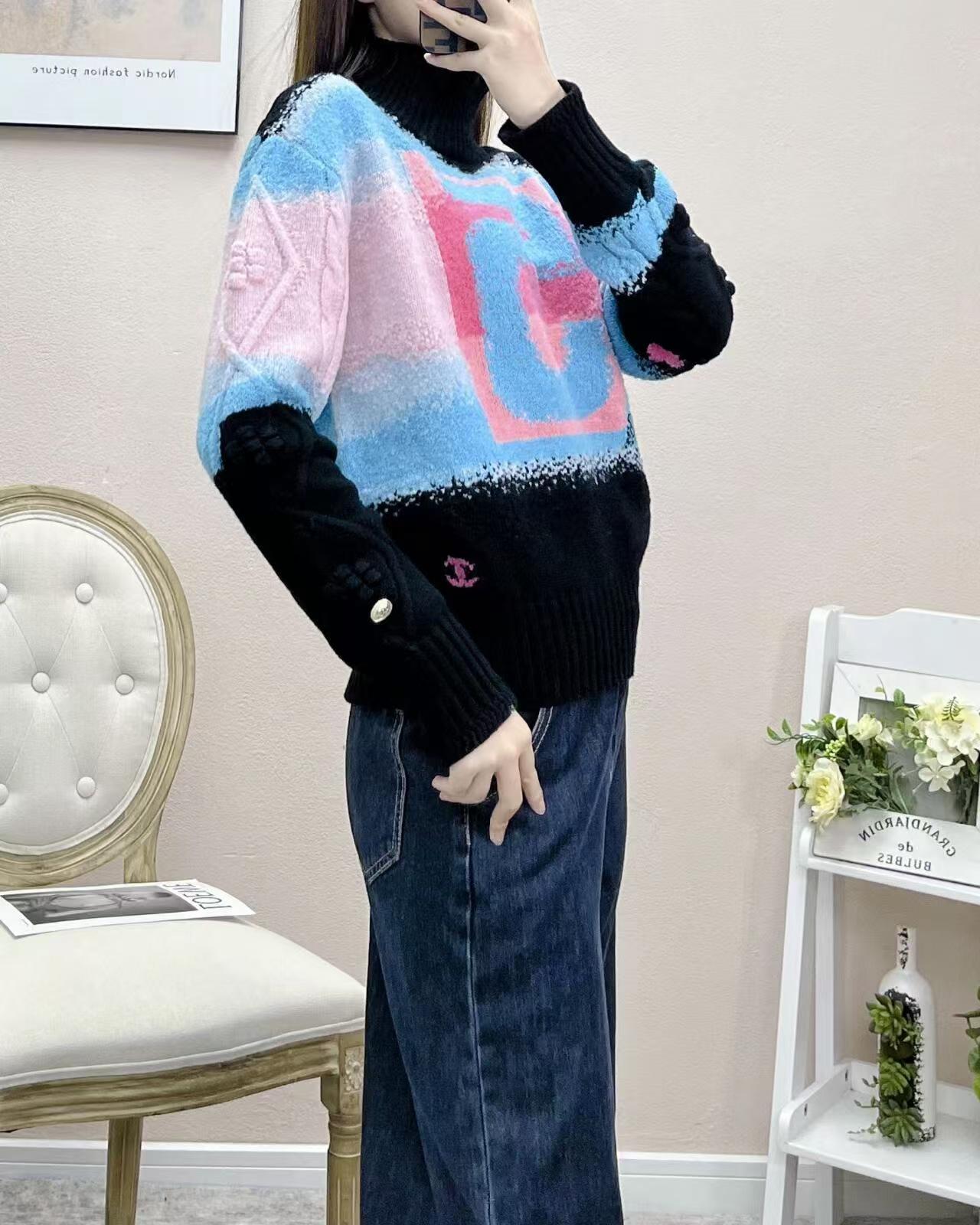New Colorblock Long Sleeve Pullover Knitted Sweater