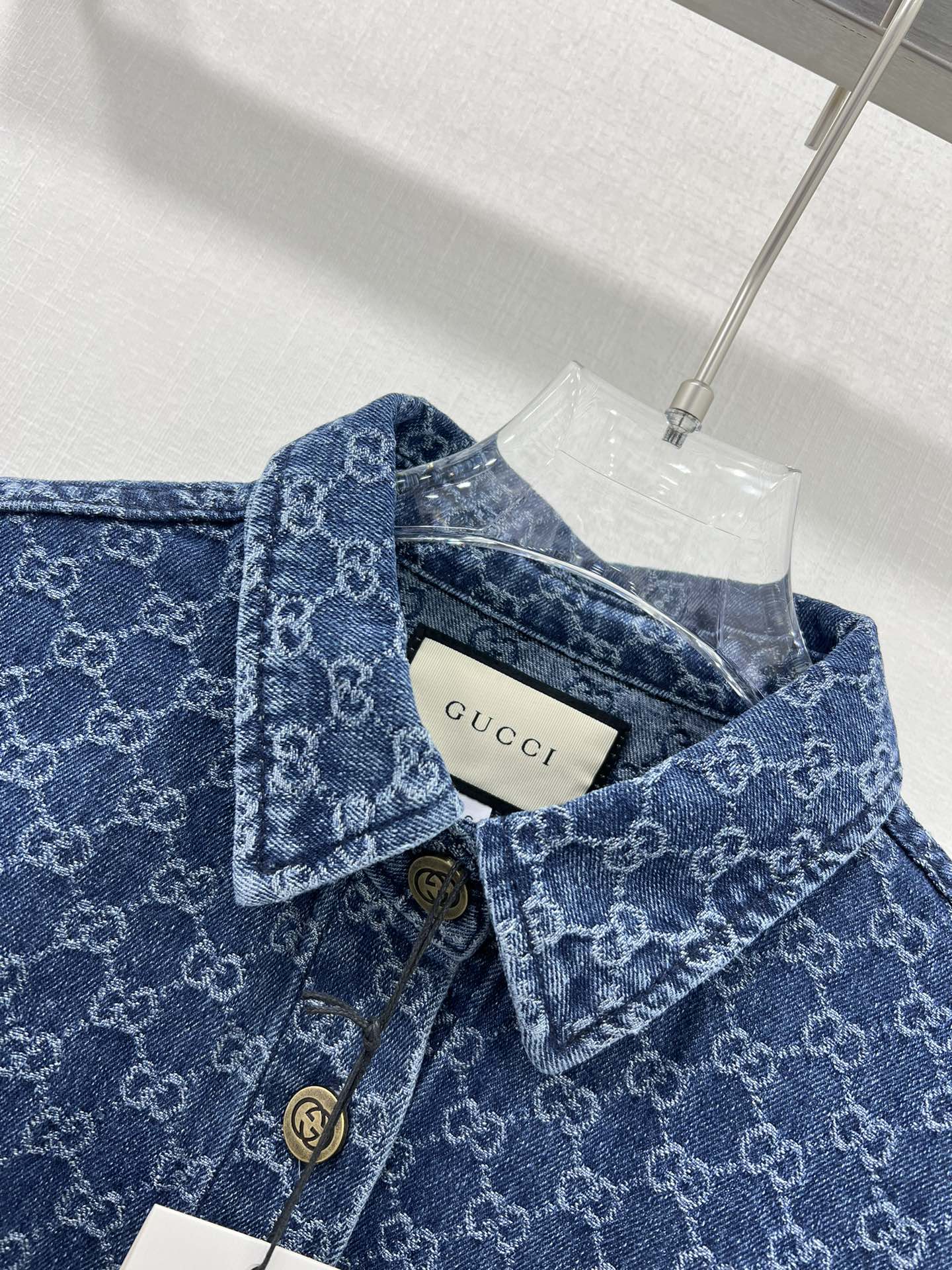 Allover printed jacquard denim shirt jacket