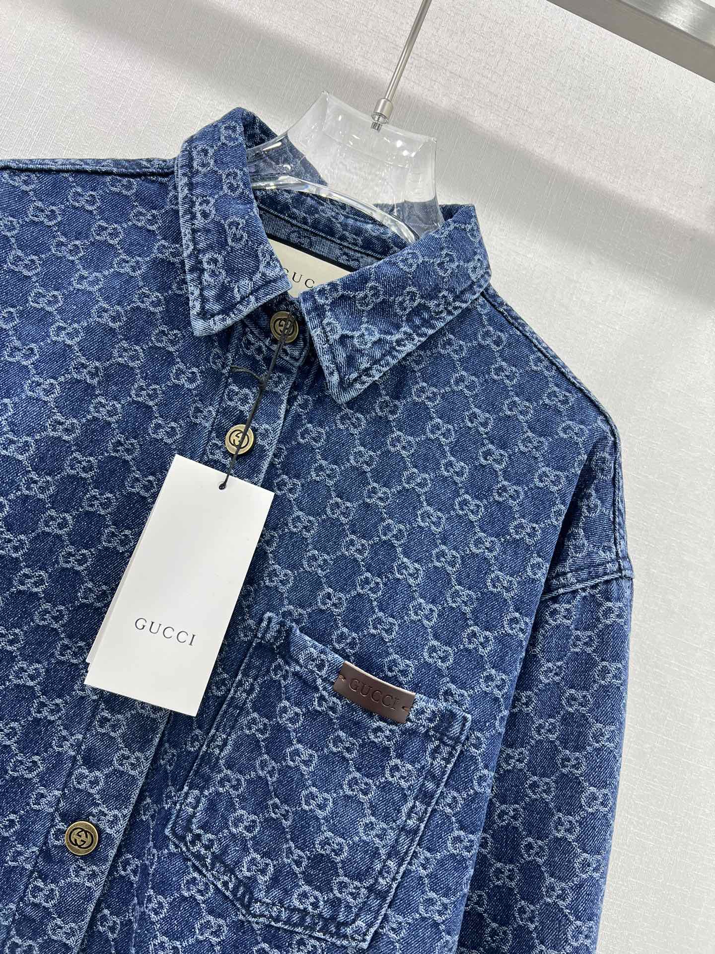 Allover printed jacquard denim shirt jacket