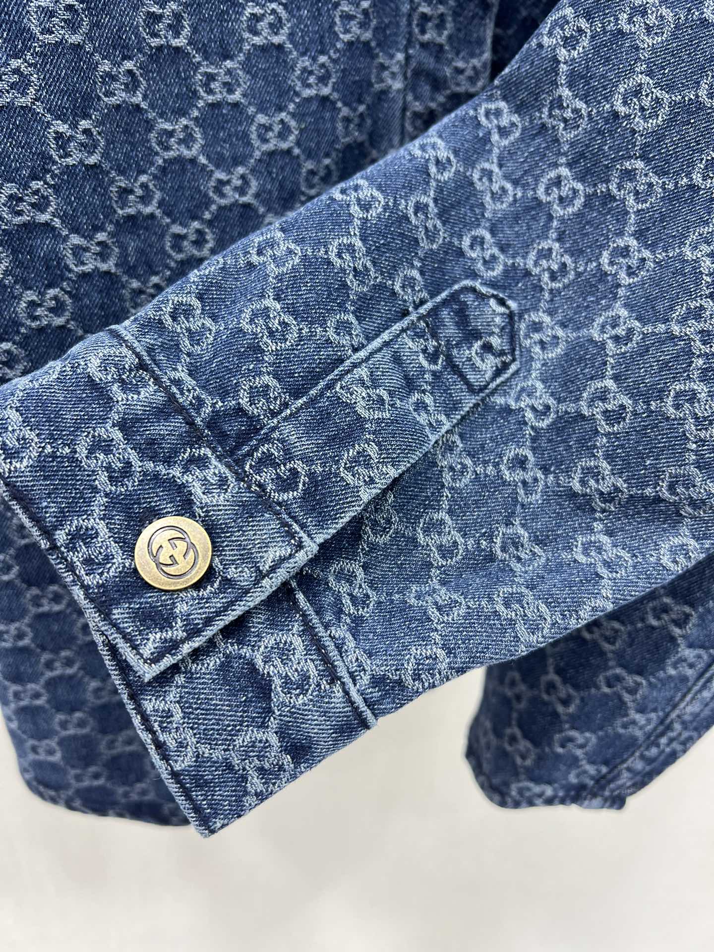 Allover printed jacquard denim shirt jacket