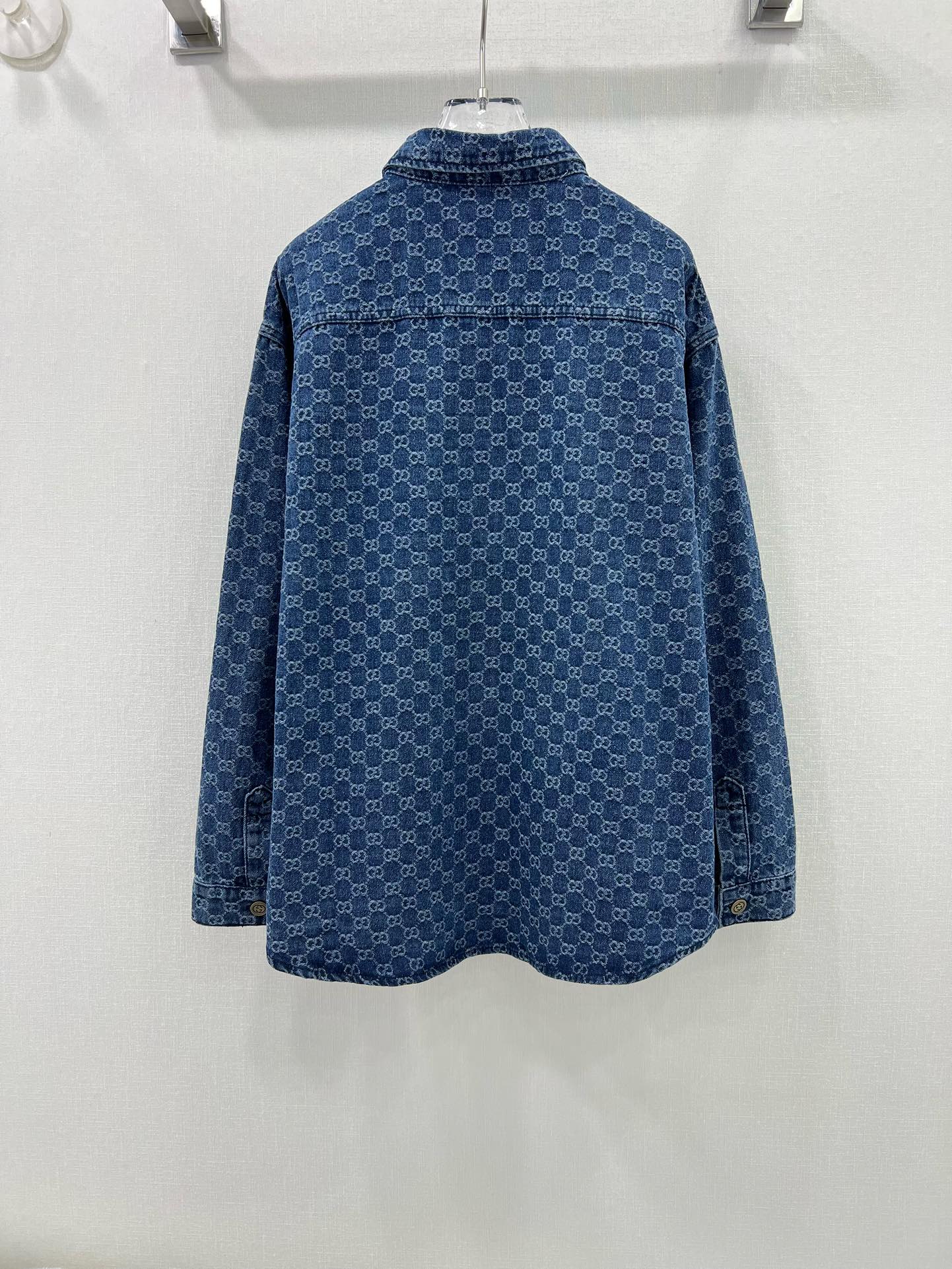 Allover printed jacquard denim shirt jacket