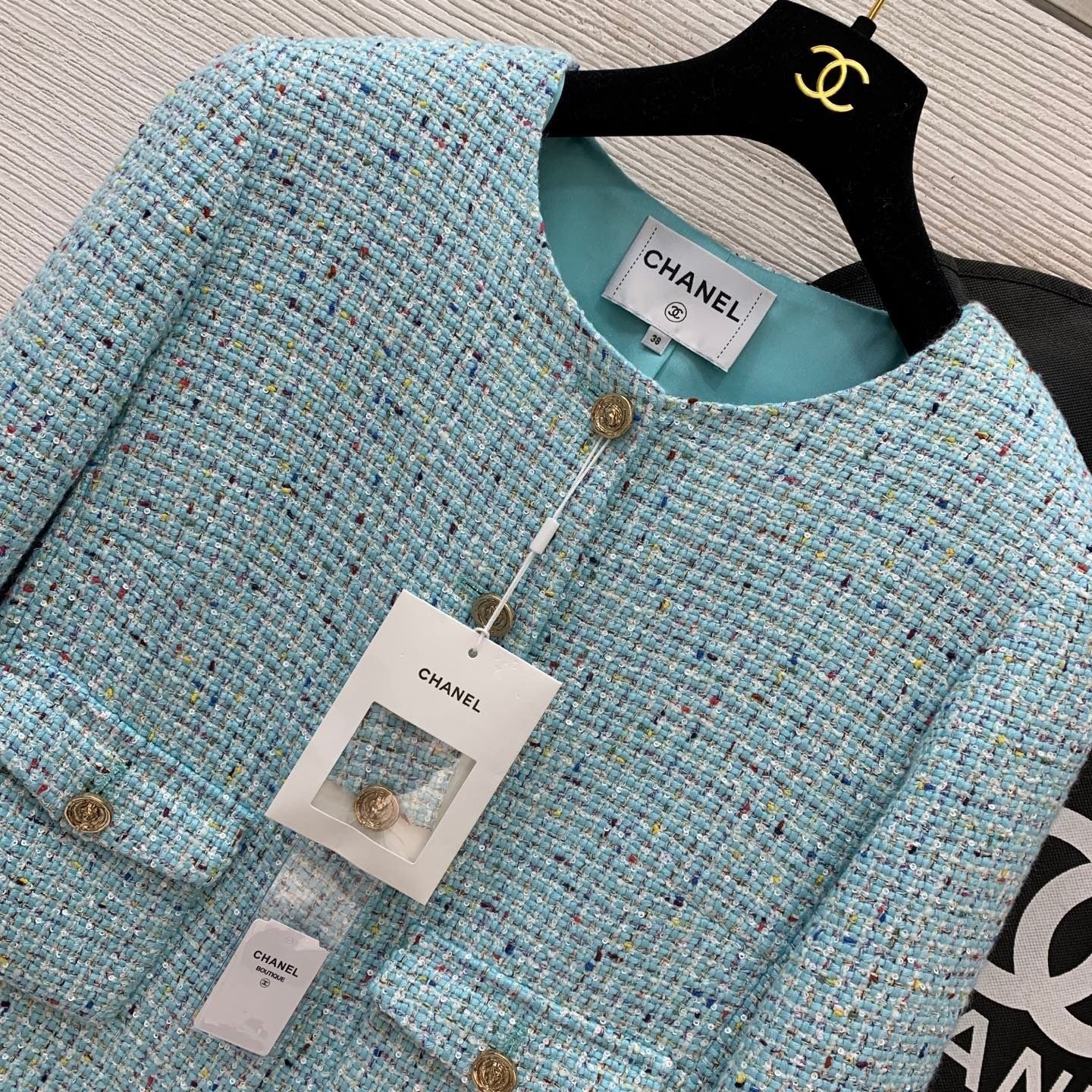 Lake blue Chanel style jacket