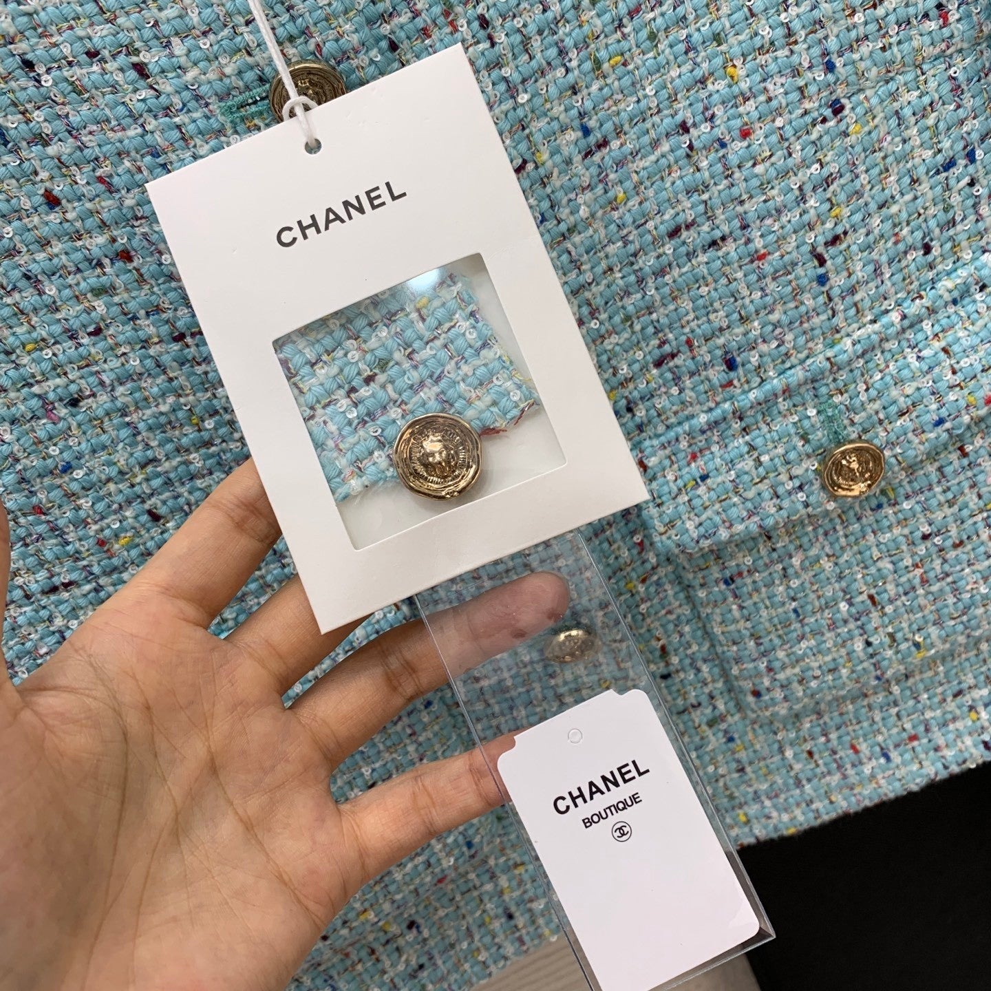 Lake blue Chanel style jacket