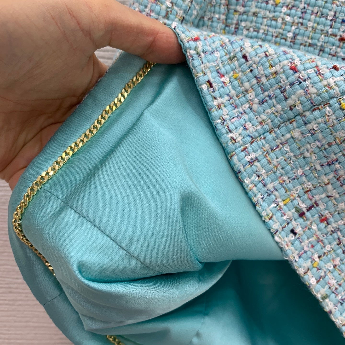 Lake blue Chanel style jacket