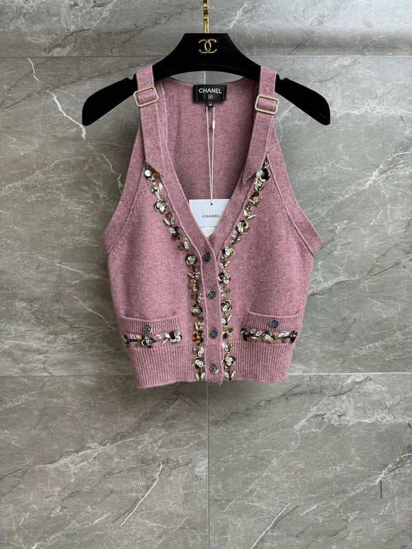 sequin-trimmed vest