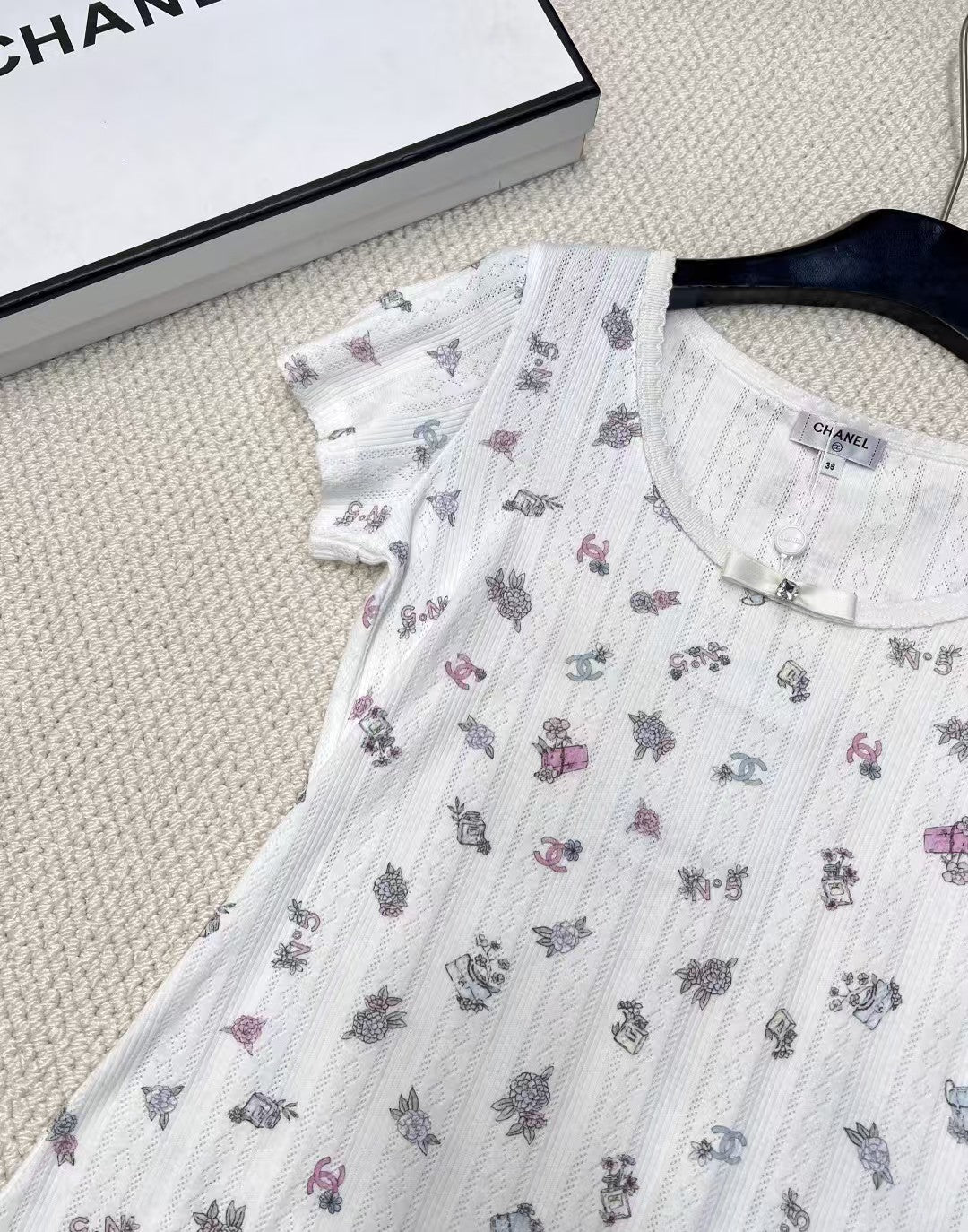 Camellia print fungus short sleeves